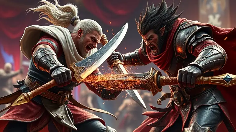 Guerreros intensos luchan en arena vibrante