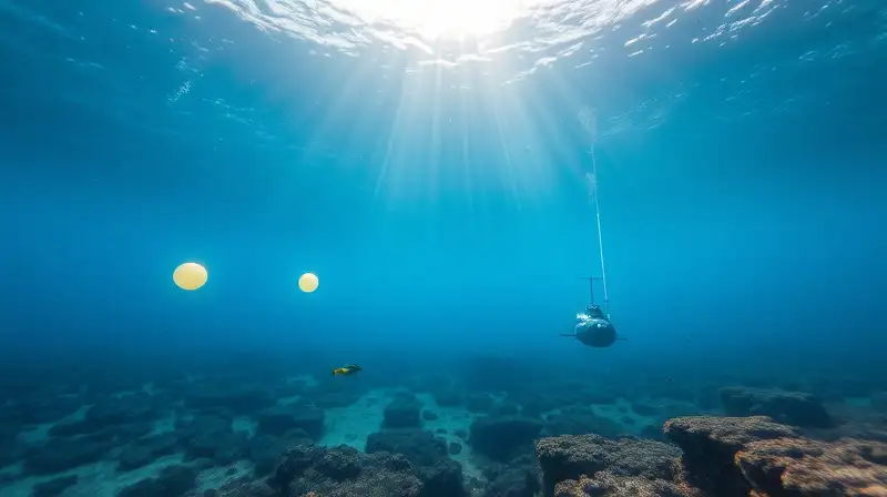 Paisaje submarino con buzos y corales