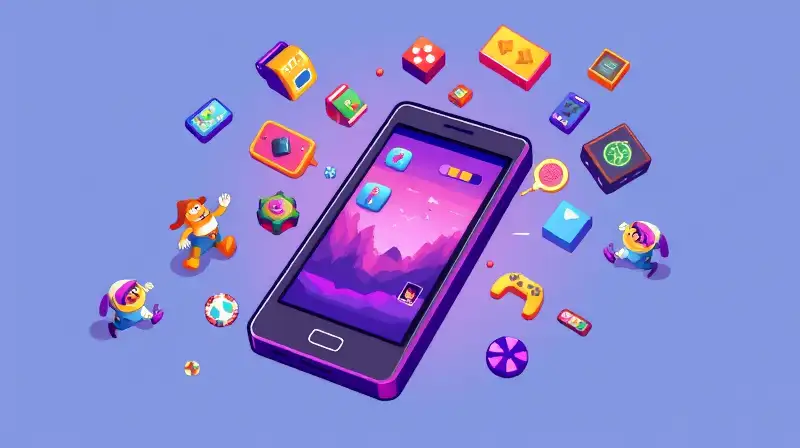Celular retro con iconos y personajes pixelados