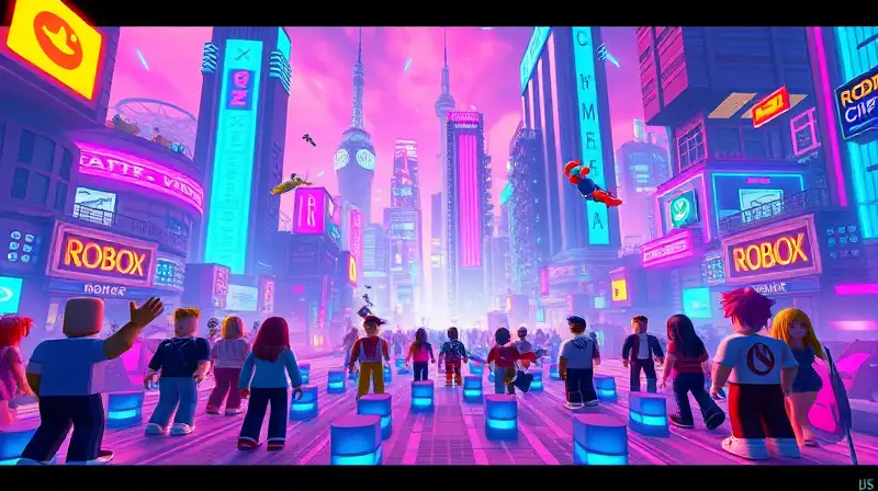Ciudad virtual futurista con avatares vibrantes