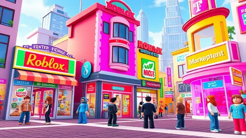 Ciudad virtual vibrante de Roblox creativa