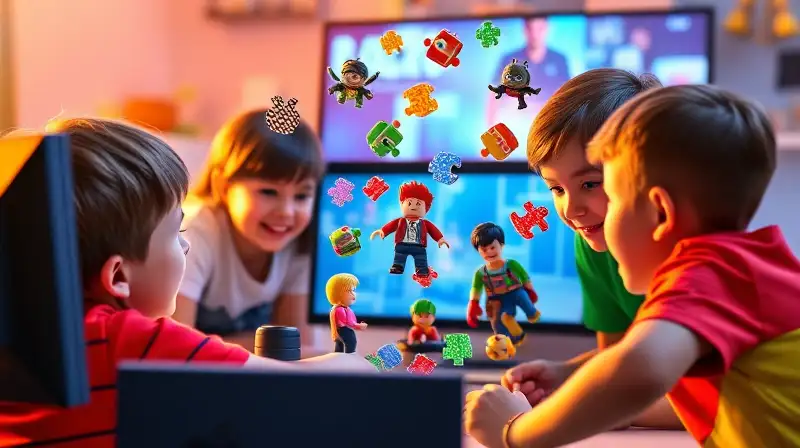 Niños juegan y colaboran en Roblox