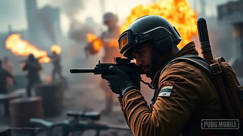 Jugador de PUBG en batalla urbana intensa