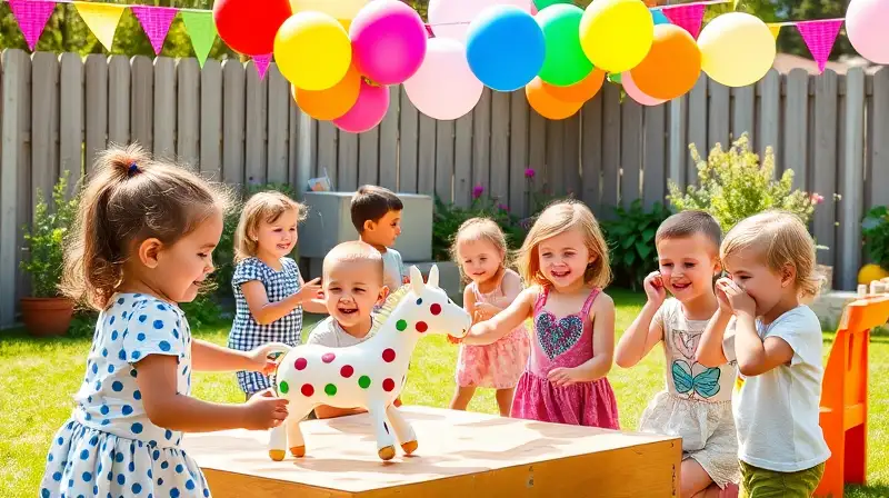 Niños felices en fiesta al aire libre