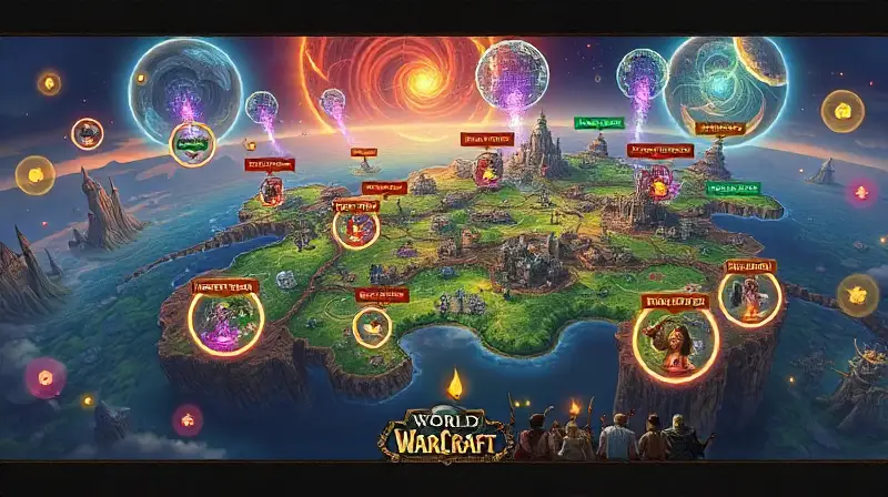 Mapa de WoW con zonas brillantes festivas