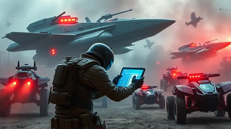 Soldado hackea vehículo en batalla futurista