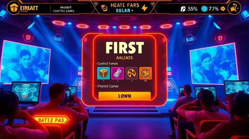 Interfaz futurista con tokens y celebración gamer