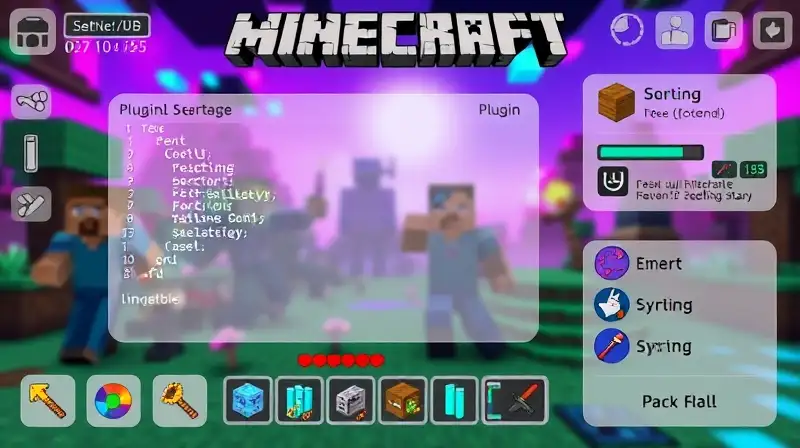 Interfaz Minecraft colorida con elementos creativos