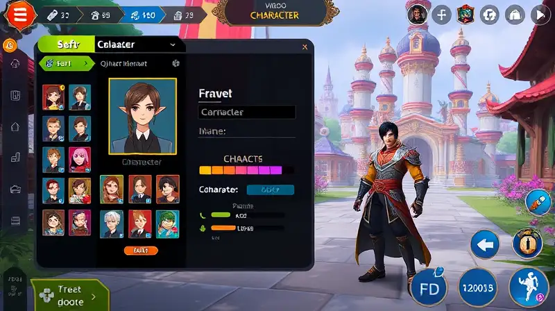 Pantalla de personalización de personaje en videojuego