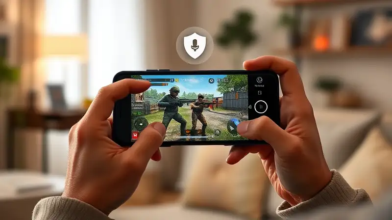 Persona feliz jugando shooter offline seguro