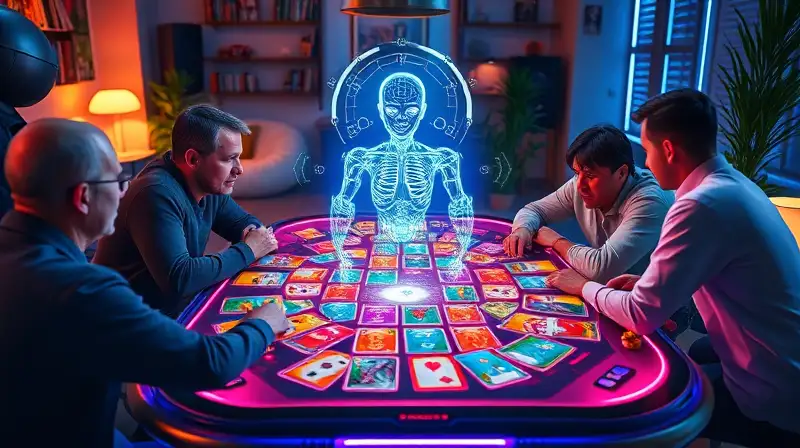 Juego de mesa futurista con holograma AI