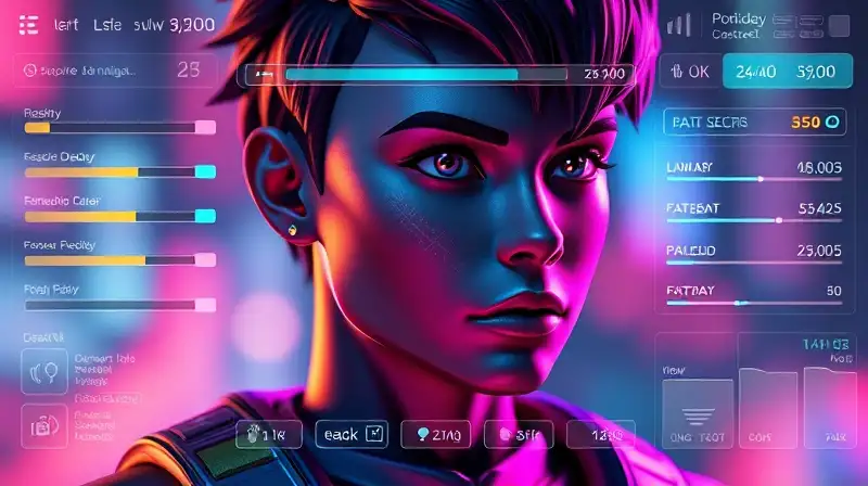 Modelo de videojuego con interfaz futurista personalizable