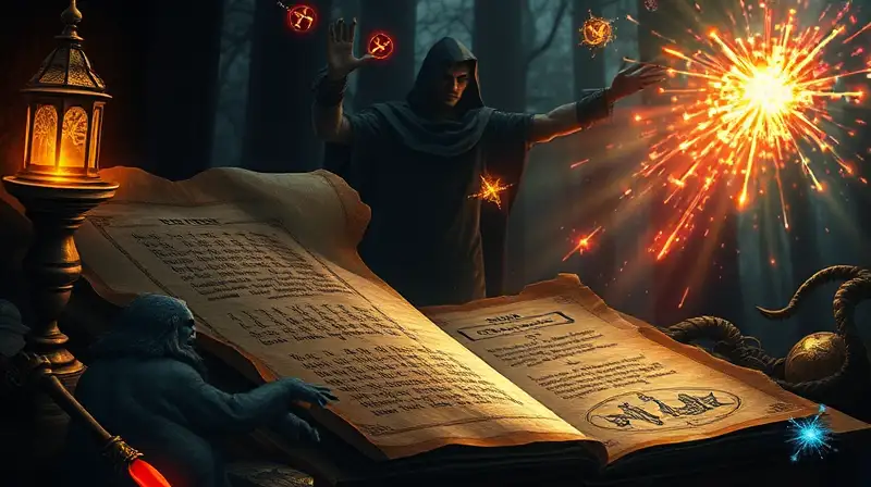 Runas y secretos místicos en bosque oscuro