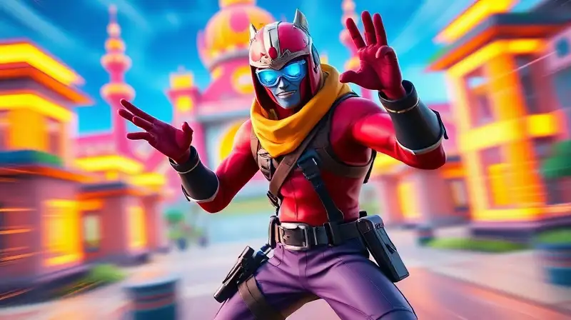 Personaje de Fortnite en acción vibrante