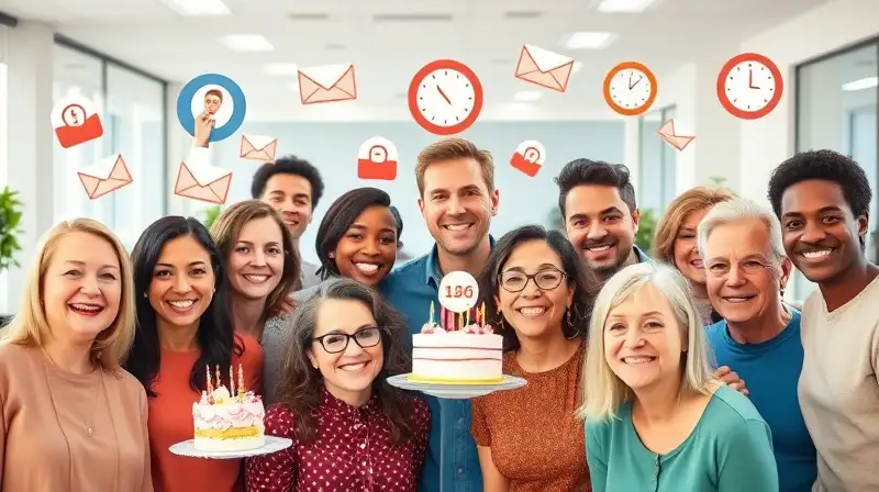 Grupo diverso sonriente en oficina moderna