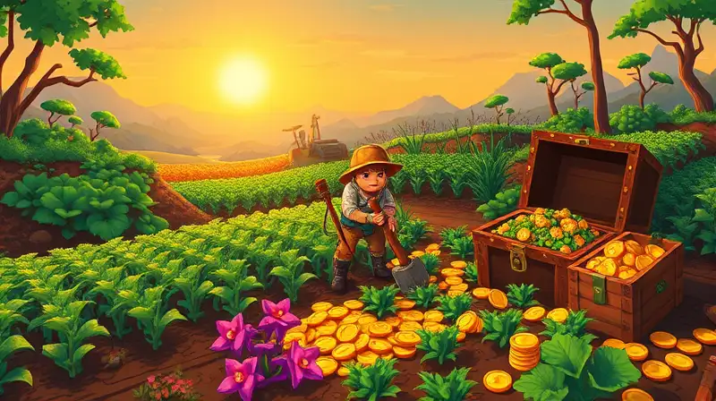Herramientas, cultivos y tesoro en Terraria