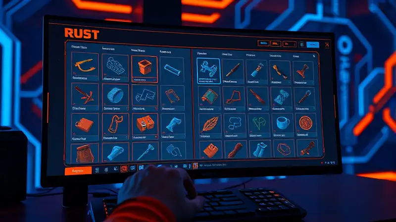 Interfaz futurista de juego con inventario digital