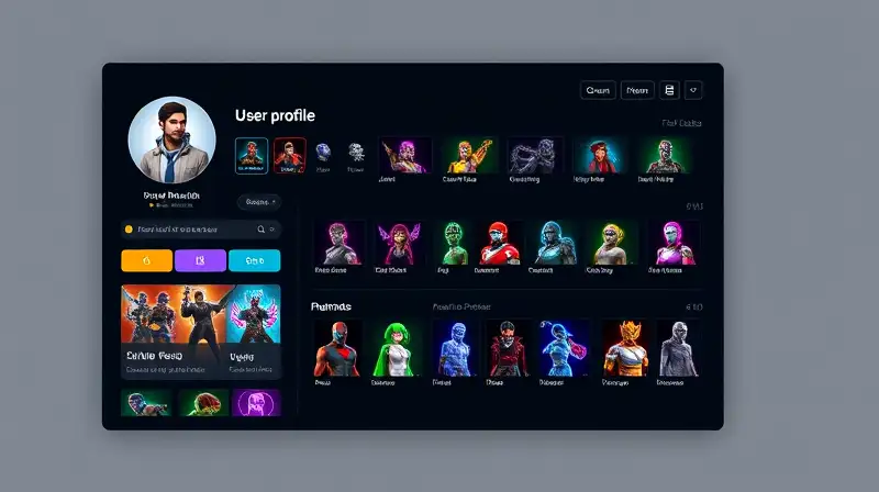 Interfaz moderna con skins y elementos vibrantes