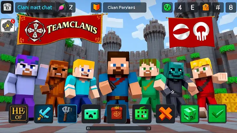 Personajes pixelados en equipo estratégico multijugador
