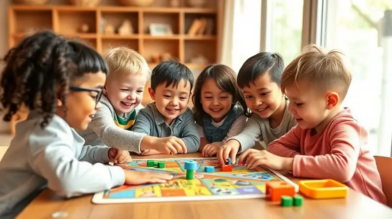 Niños diversos juegan juntos en ambiente acogedor
