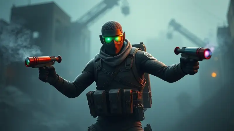 Personaje de Fortnite en ambiente urbano oscuro