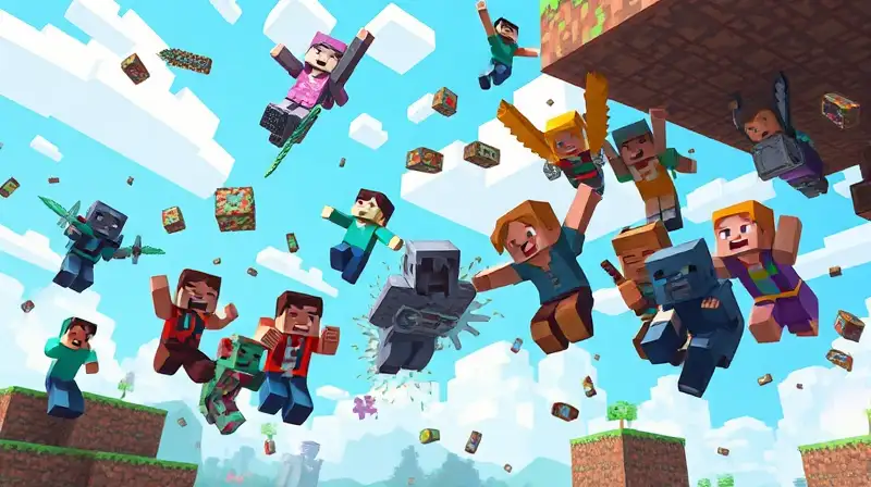 Mobs de Minecraft caen en un entorno colorido