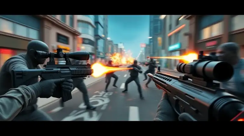 Escena dinámica de combate táctico en shooter