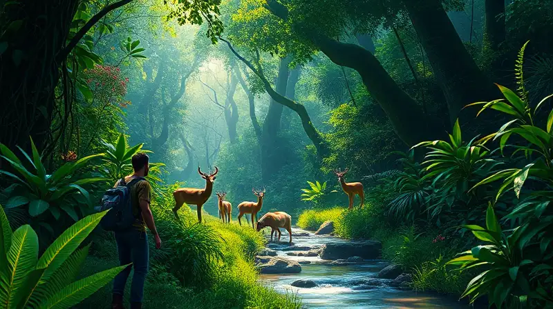 Jugador explora jungla vibrante y natural