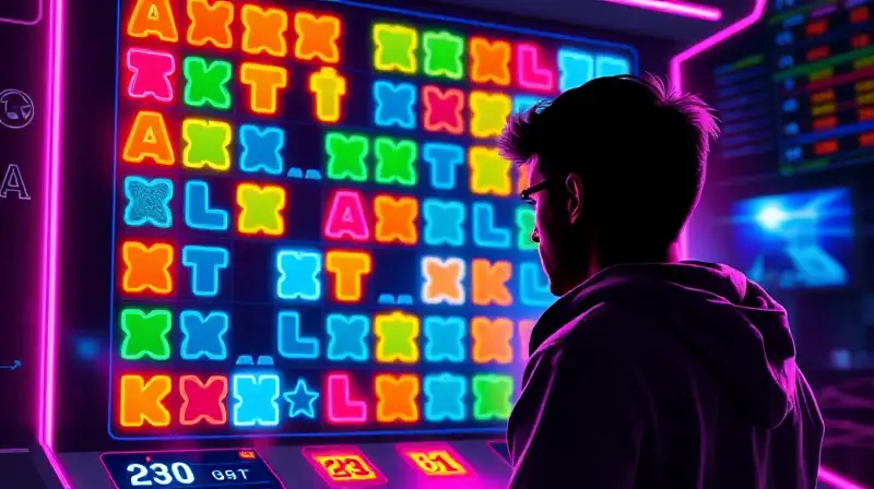 Pantalla arcade vibrante con jugador concentrado