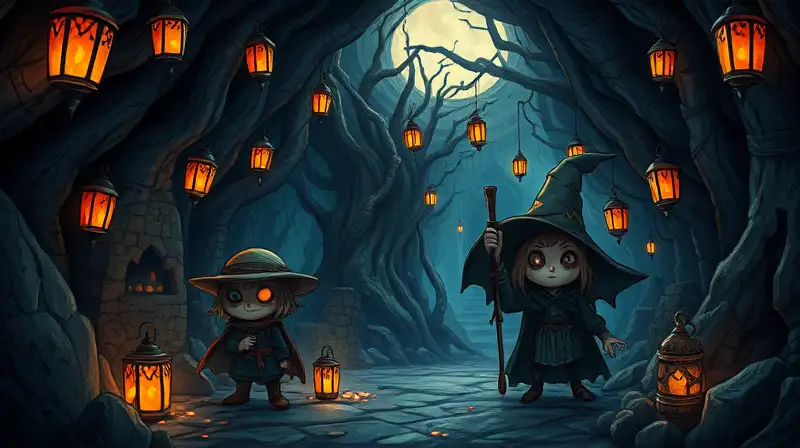 Personajes misteriosos en mundo subterráneo fantástico