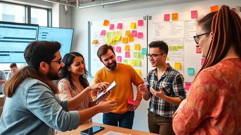 Equipos creativos colaboran en ambiente dinámico