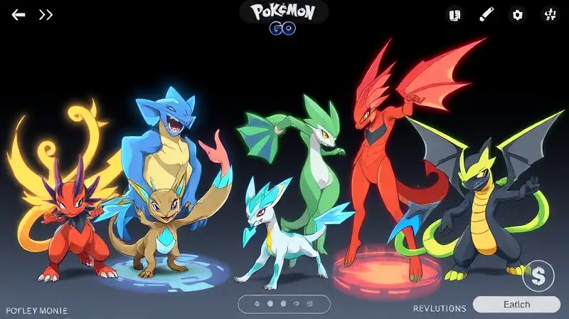 Pokémon evolucionan con efectos brillantes y tipos