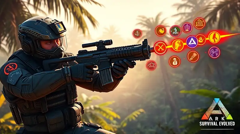 Soldado futurista con arma en jungla vibrante