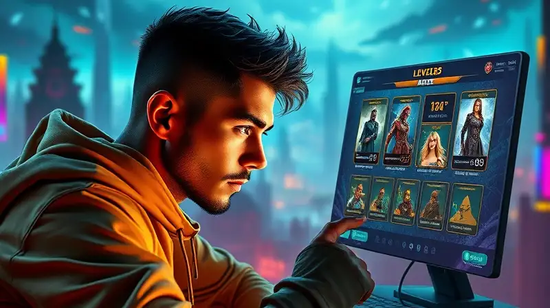 Gamer concentrado en juego futurista y dinámico
