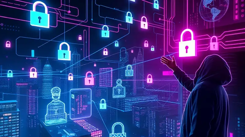 Ciudad digital futurista con seguridad cibernética