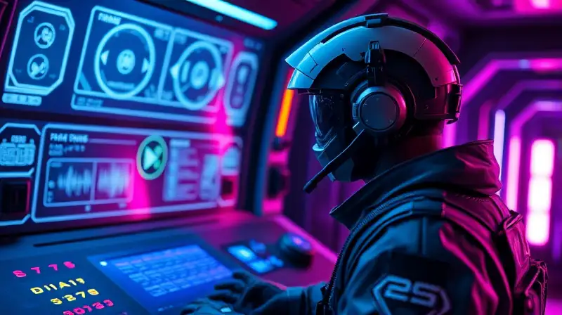 Soldado espacial usa dispositivo holográfico futurista
