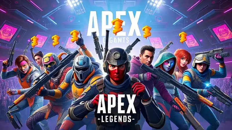 Personajes Apex Legends en arena futurista vibrante