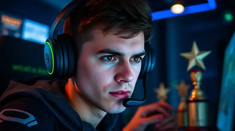 Gamer concentrado compitiendo en Call of Duty