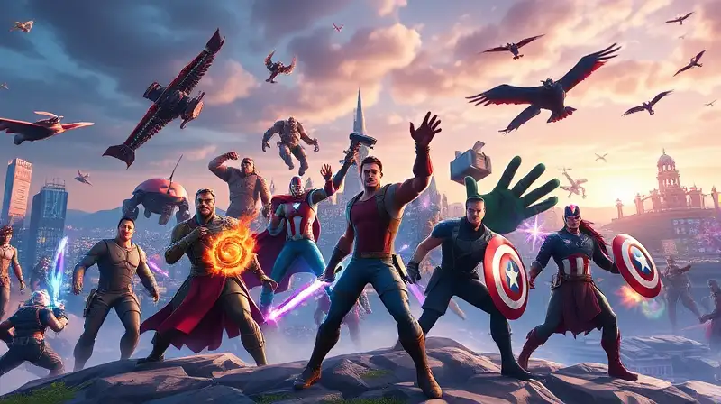 Batalla épica Fortnite con héroes Marvel