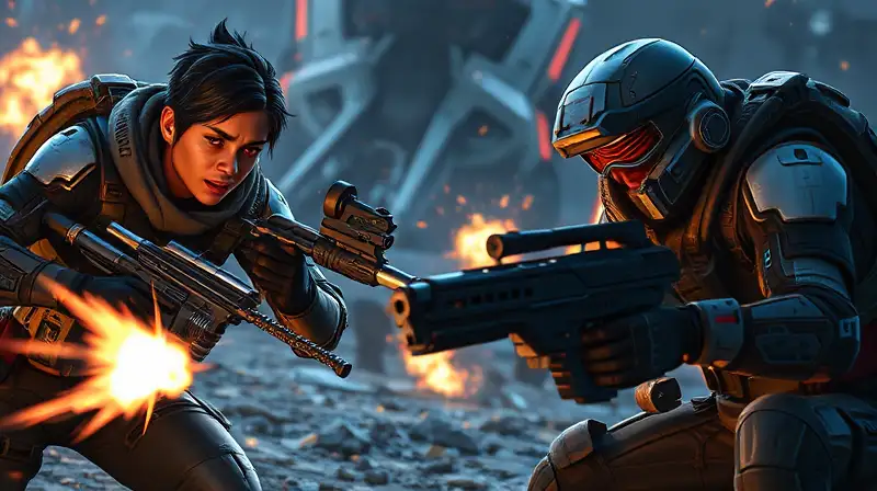 Personajes de Apex Legends en batalla futurista