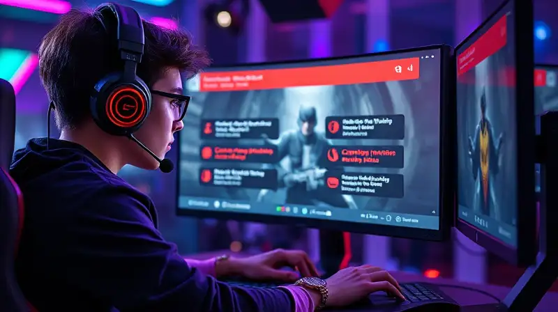 Gamer concentrado juega Valorant con alertas