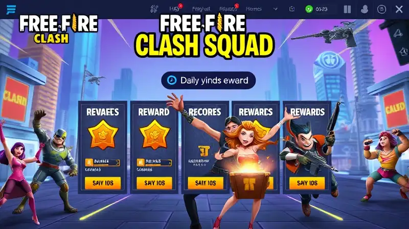 Interfaz vibrante de Free Fire con premios
