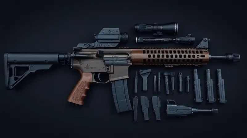 Rifle táctico moderno con accesorios modulares