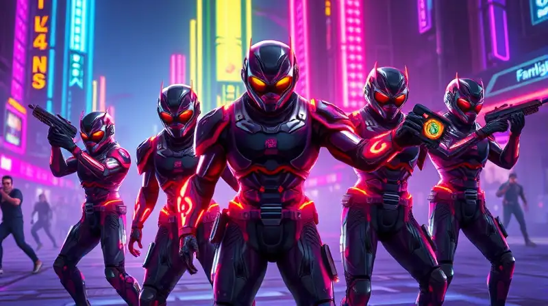 Personajes futuristas con animaciones y luces