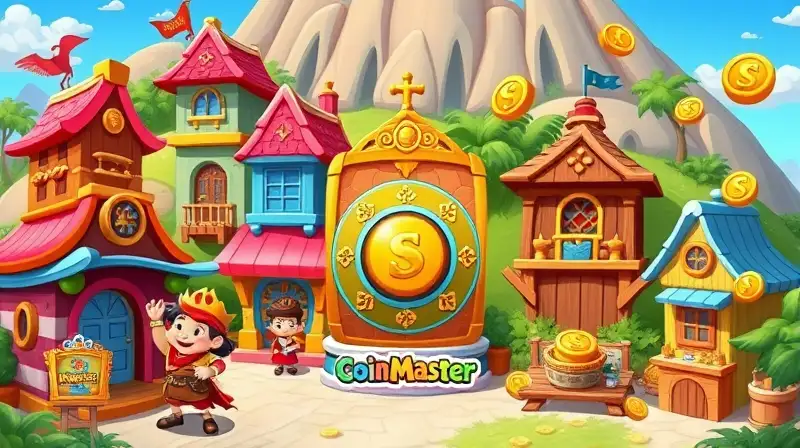 Aldea colorida de Coin Master celebrando