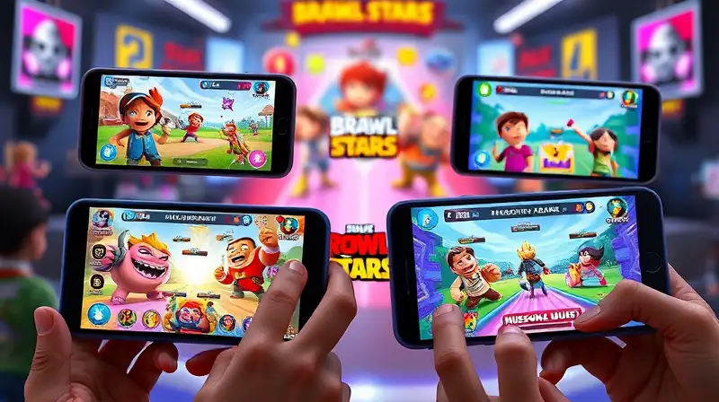 Dispositivos móviles muestran juego Brawl Stars vibrante