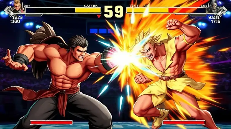 Dos gamers luchando con efectos vibrantes