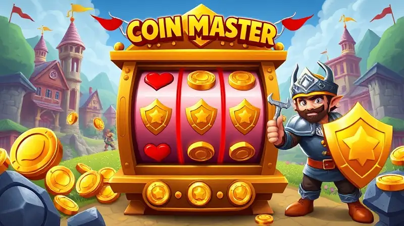 Interfaz colorida de juego con slots y escudos