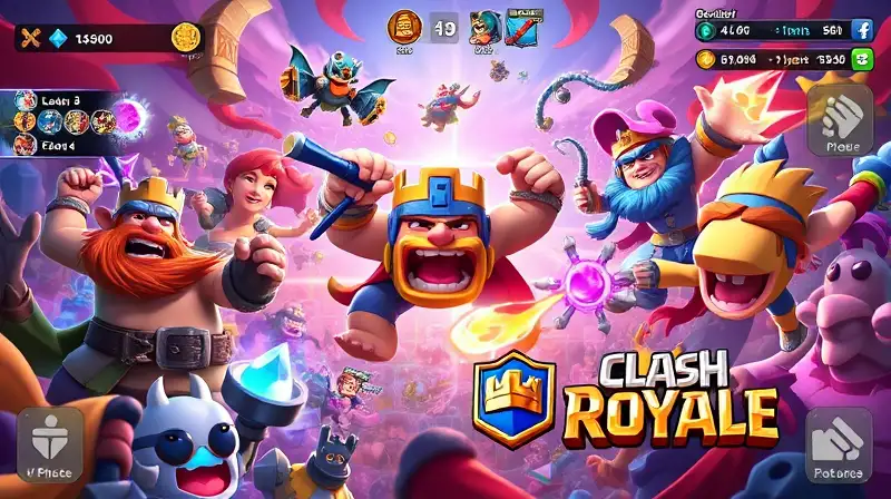 Personajes de Clash Royale en batalla vibrante