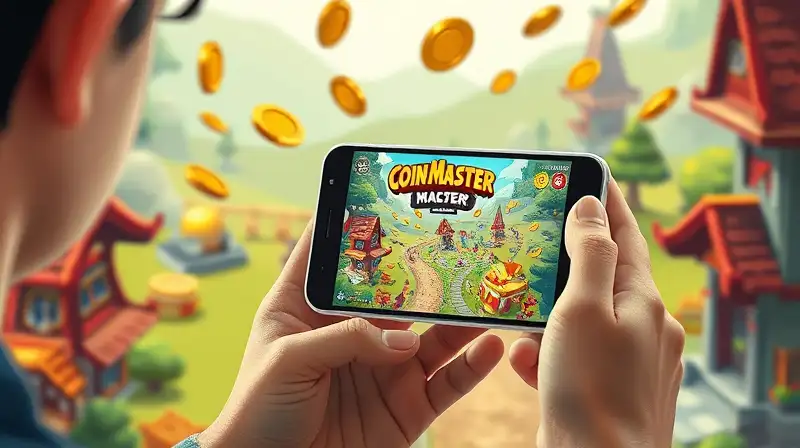 Persona con smartphone y juego Coin Master